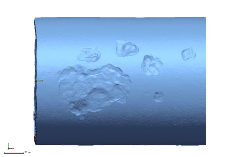 A 3D scan of a corroded pipe, kept on file as the reference for next time