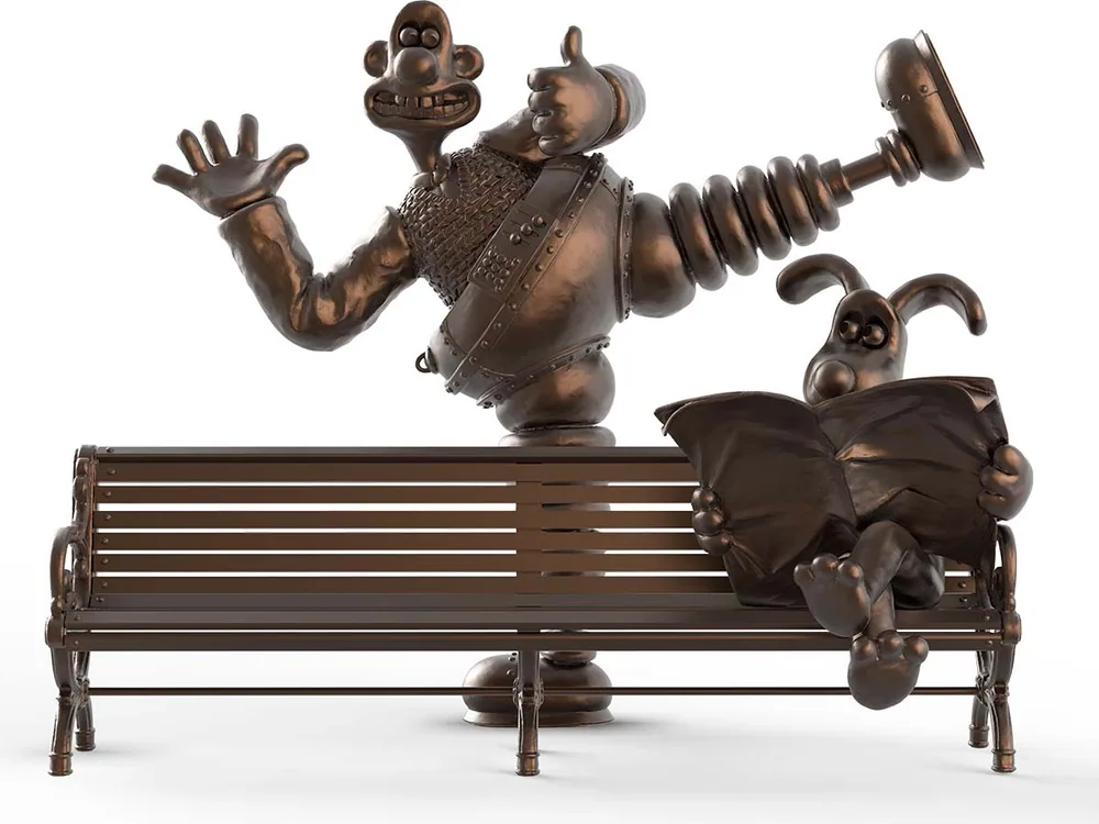 Wallace and Gromit bench statue