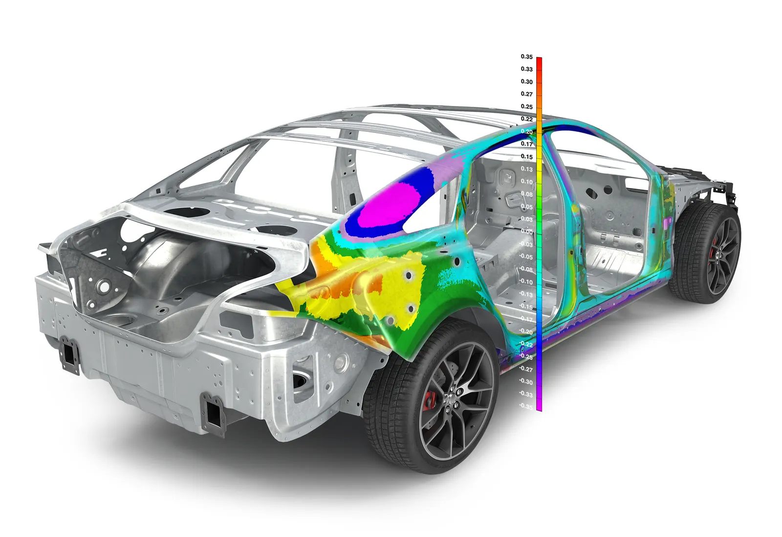 Colour map of a car body against CAD