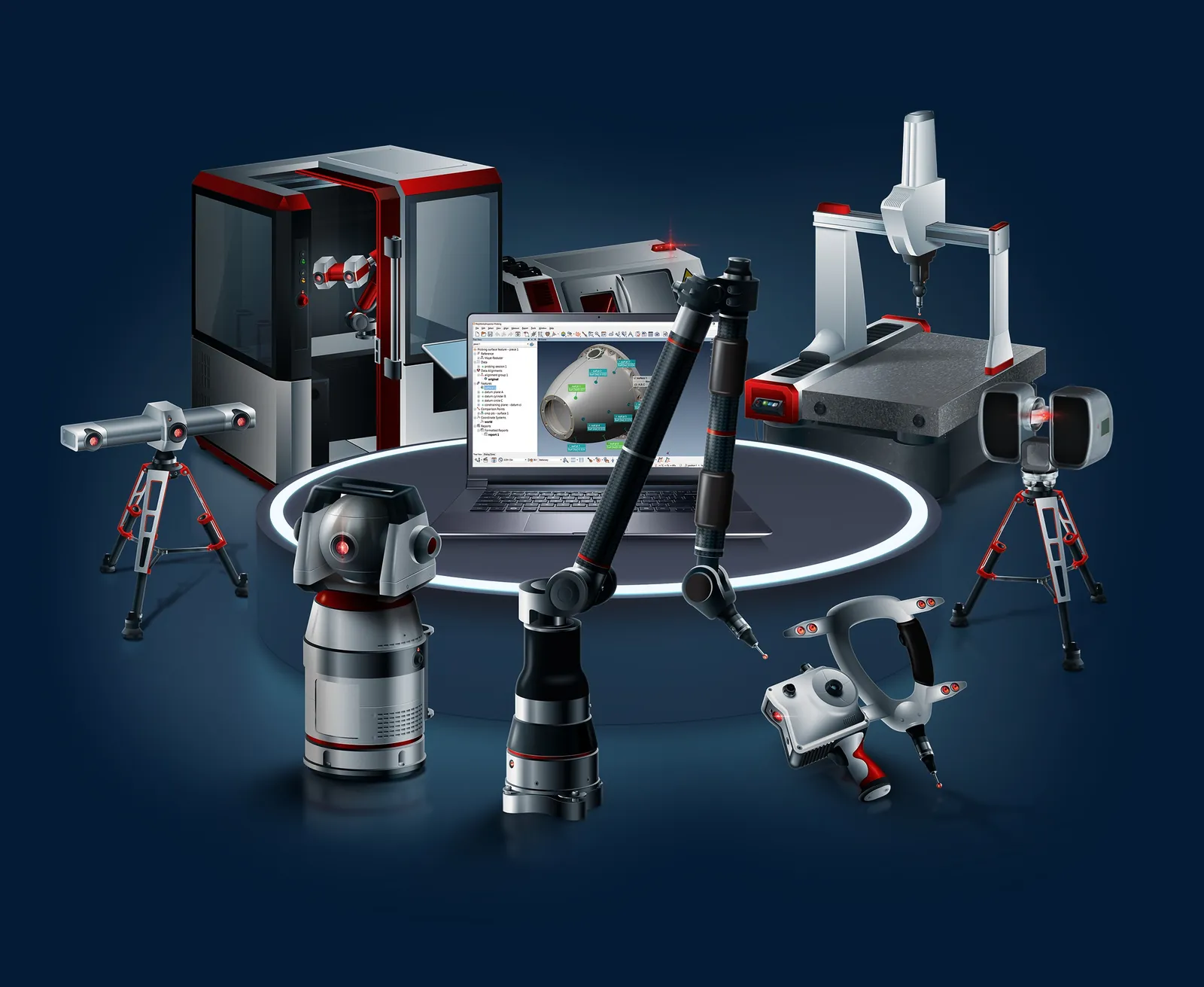 PolyWorks|Inspector with the arms, trackers and CMMs it drives
