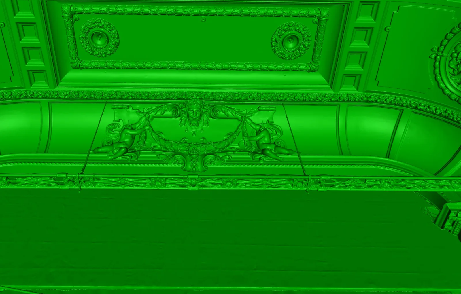 Shaded mesh of the ornate ceiling plasterwork